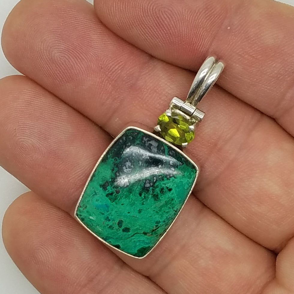 Chrysocolla and Peridot Pendant - The Meteorite Traders
