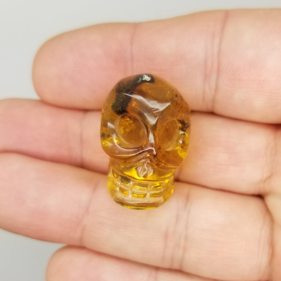 Skull Amber Carving - The Meteorite Traders