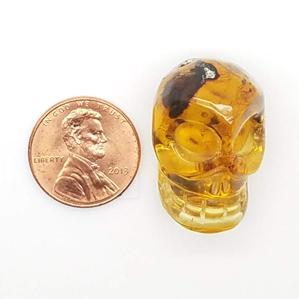 Skull Amber Carving - The Meteorite Traders
