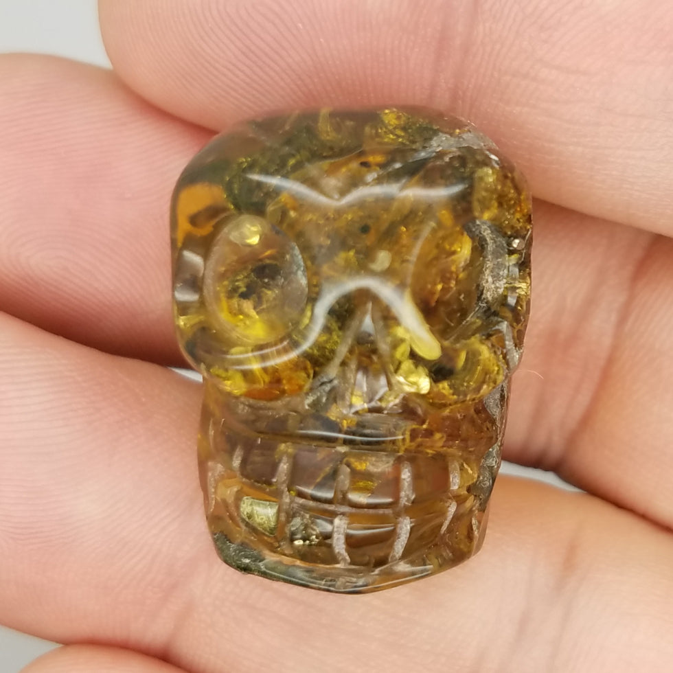 Skull Amber Carving - The Meteorite Traders