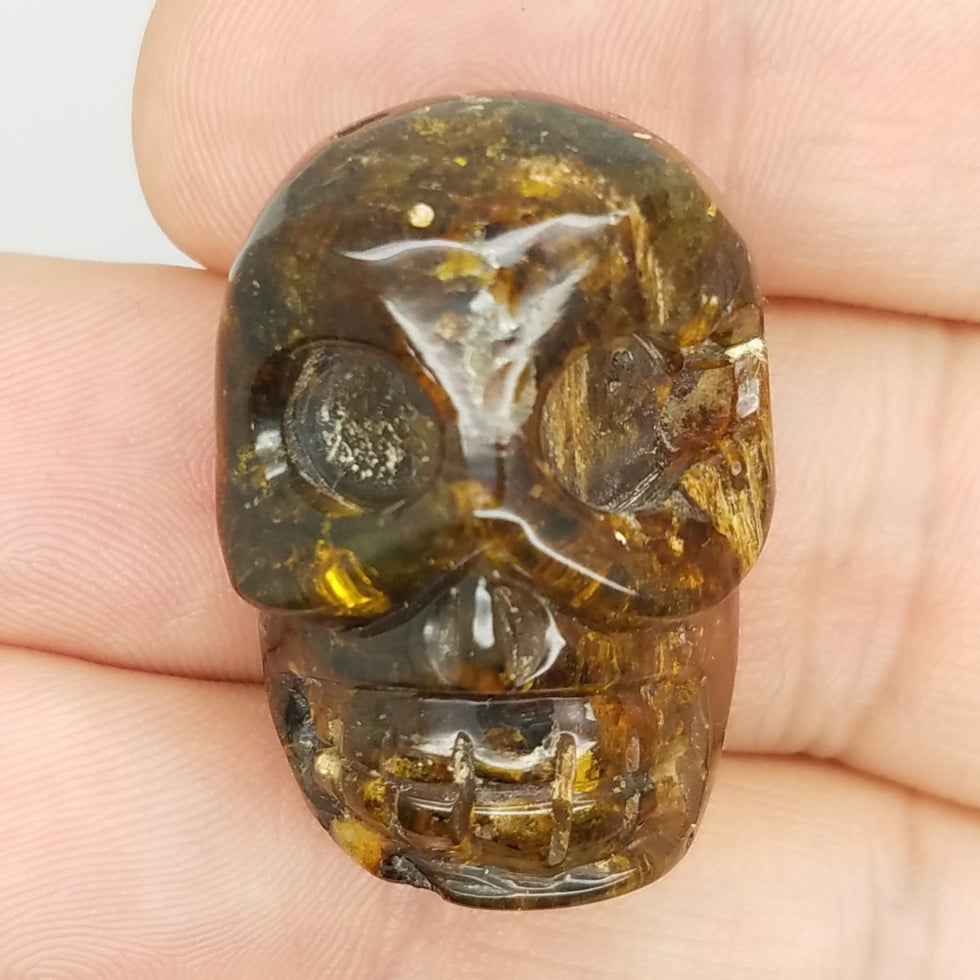 Skull Amber Carving - The Meteorite Traders