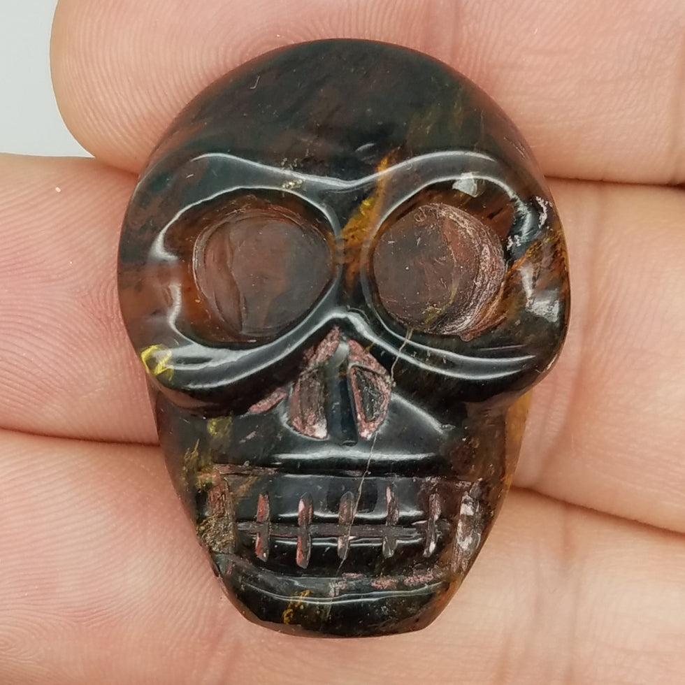Large Skull Amber Carving Cabochon - The Meteorite Traders