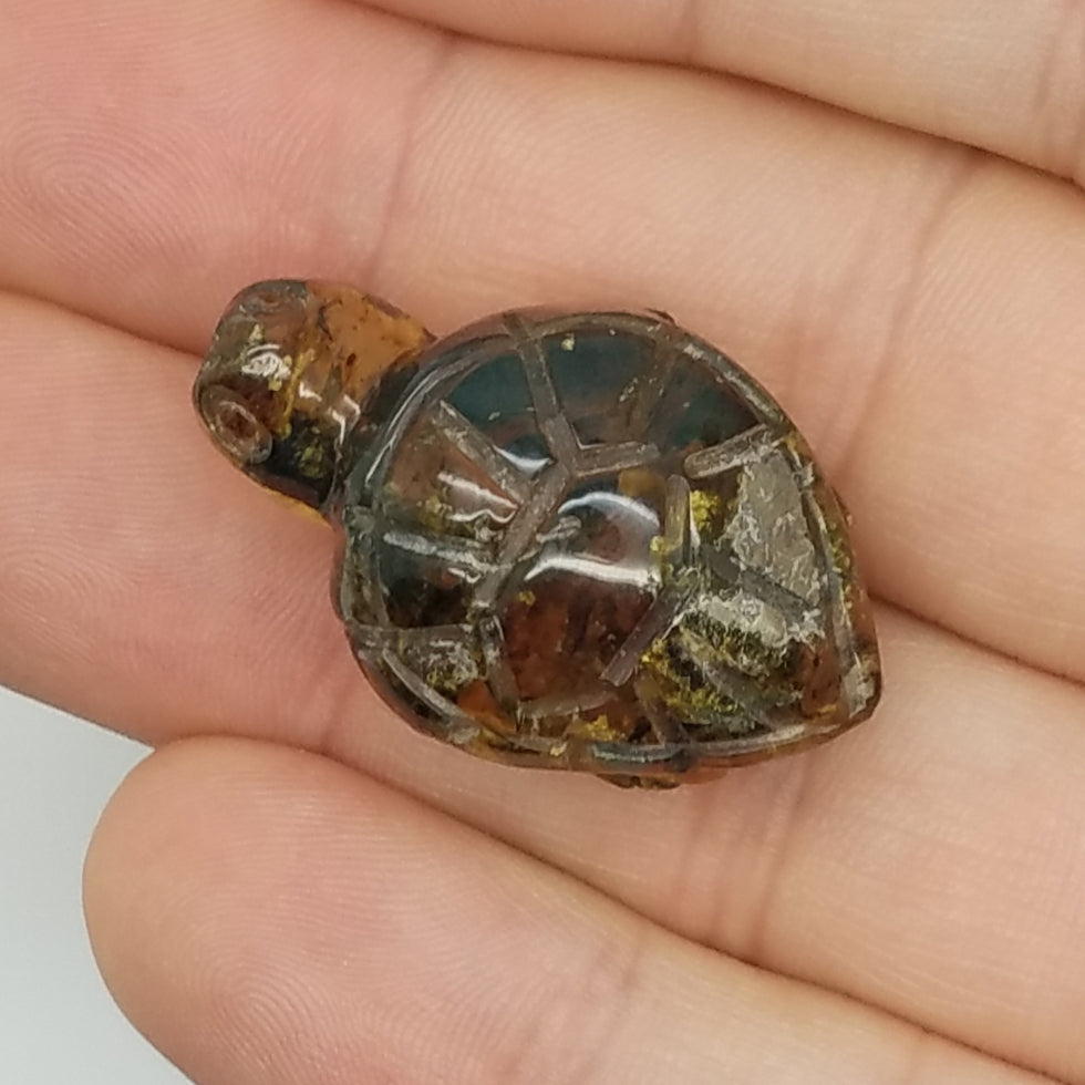 Carved Turtle in Amber - The Meteorite Traders