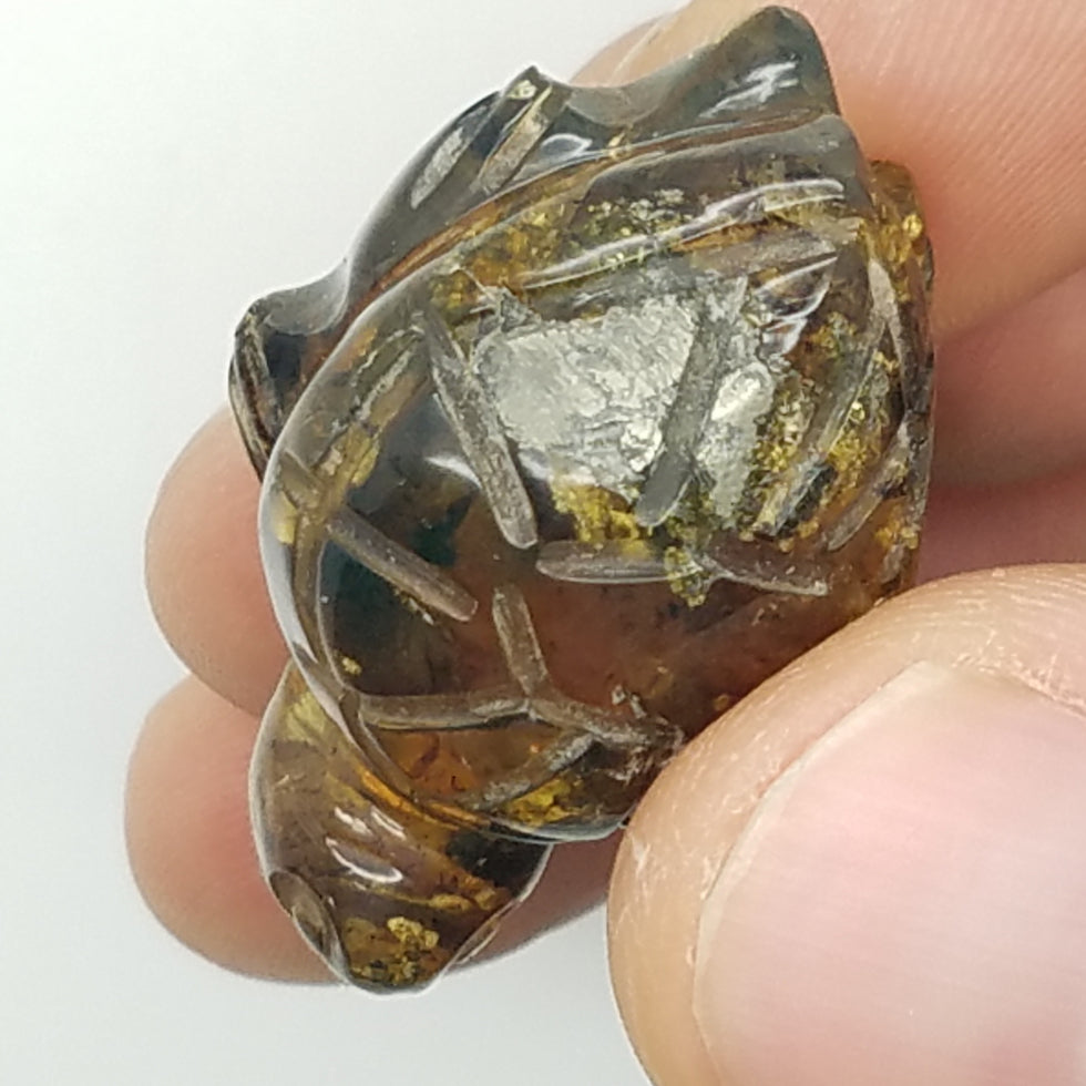 Carved Turtle in Amber - The Meteorite Traders