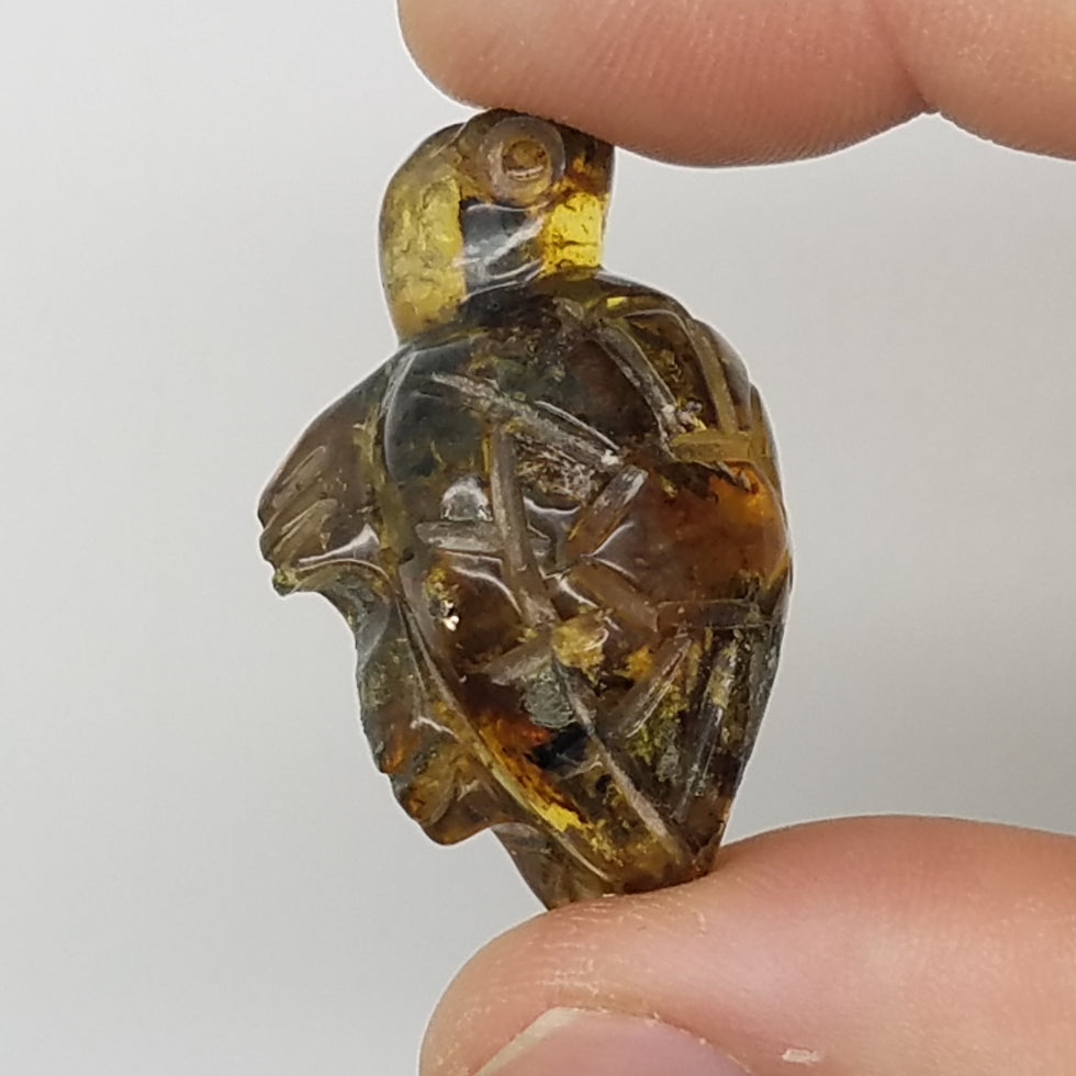 Carved Turtle in Amber - The Meteorite Traders