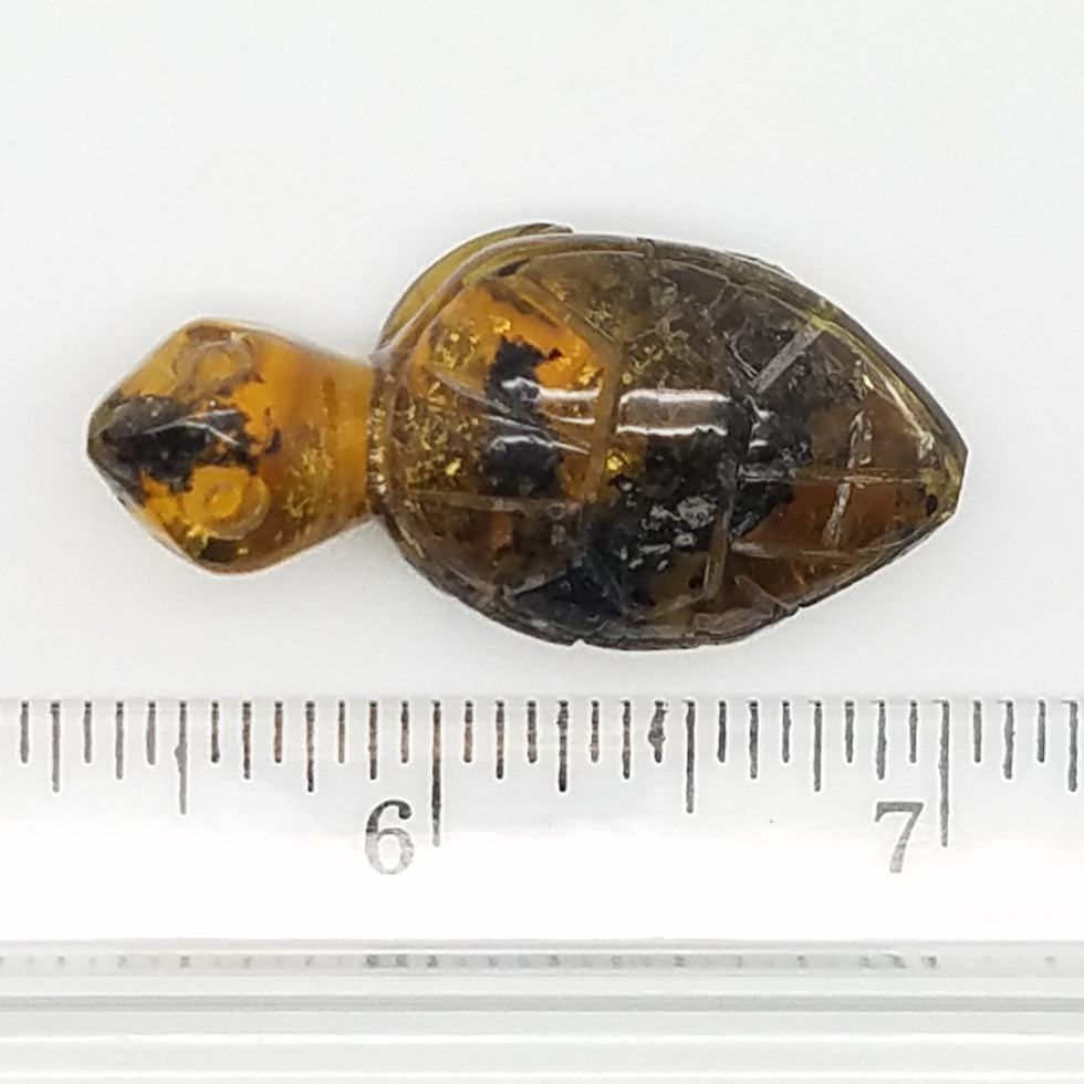 Carved Turtle in Amber - The Meteorite Traders