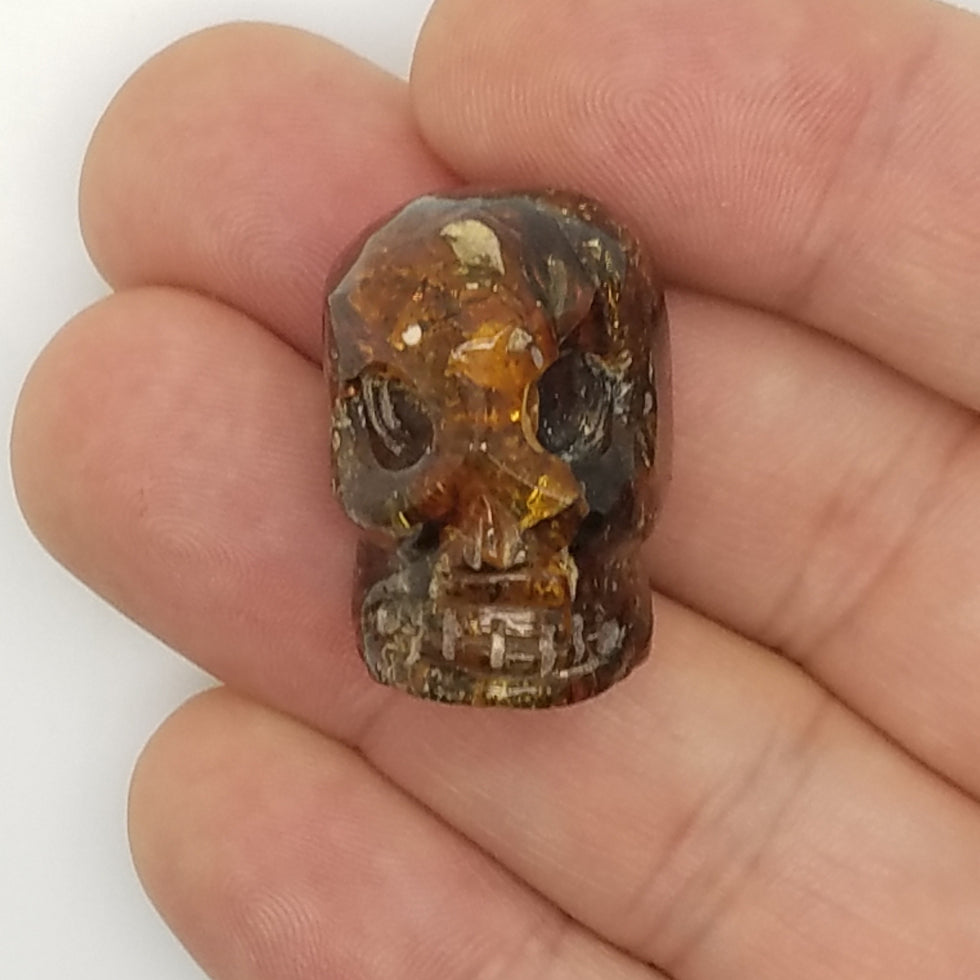 Carved Amber Skull - The Meteorite Traders