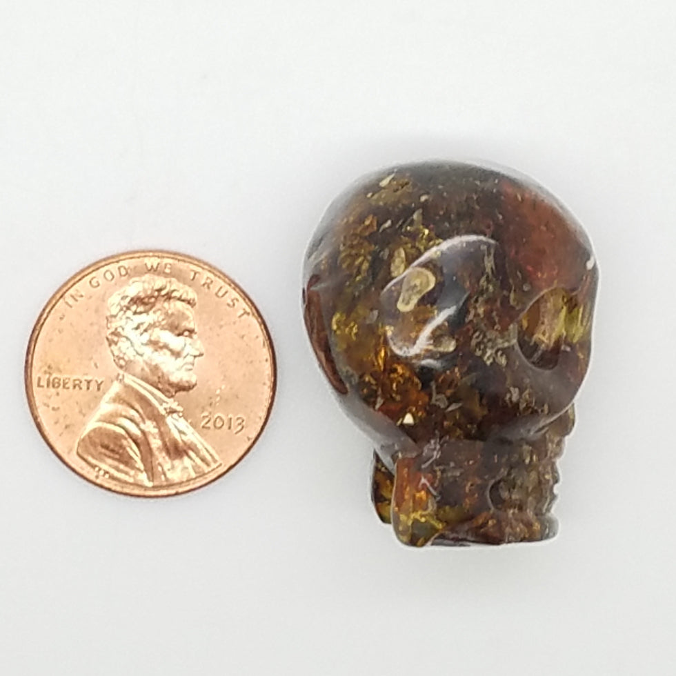 Carved Amber Skull - The Meteorite Traders