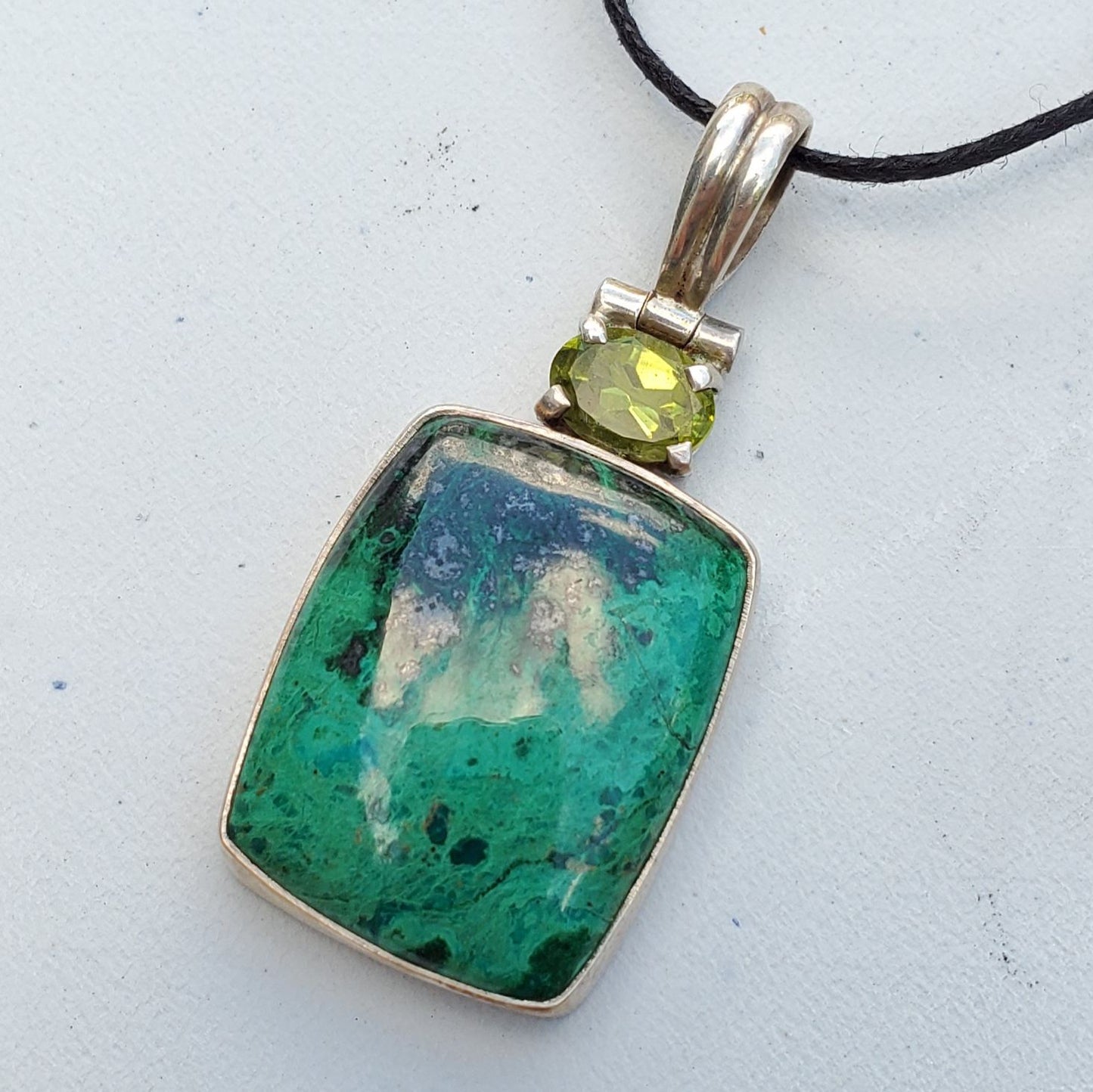 Chrysocolla and Peridot Pendant - The Meteorite Traders