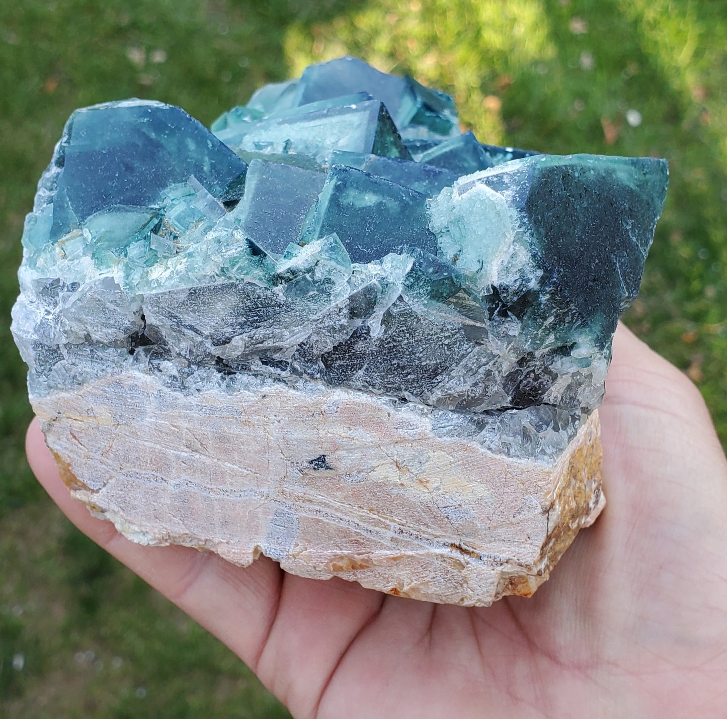 Massive Green Fluorite Crystal Cluster | Table Decor