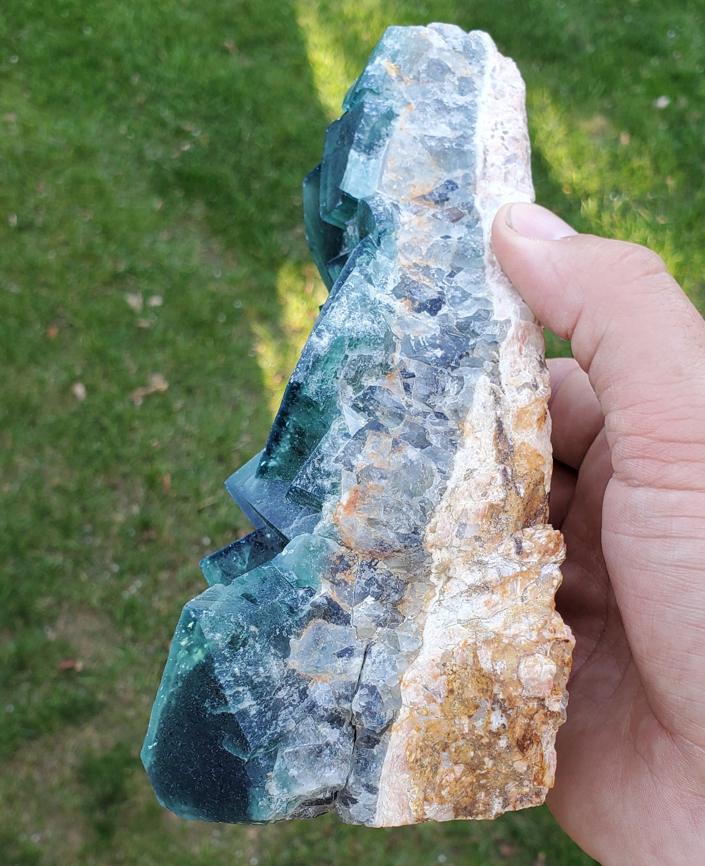 Massive Green Fluorite Crystal Cluster | Table Decor
