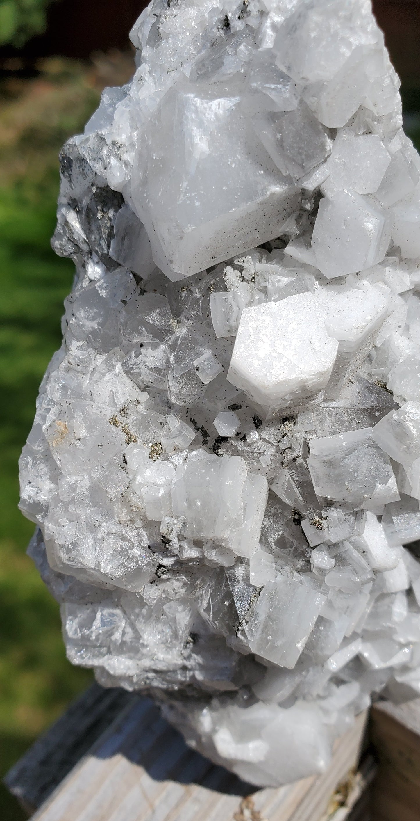 Massive White Calcite and Pyrite Cluster