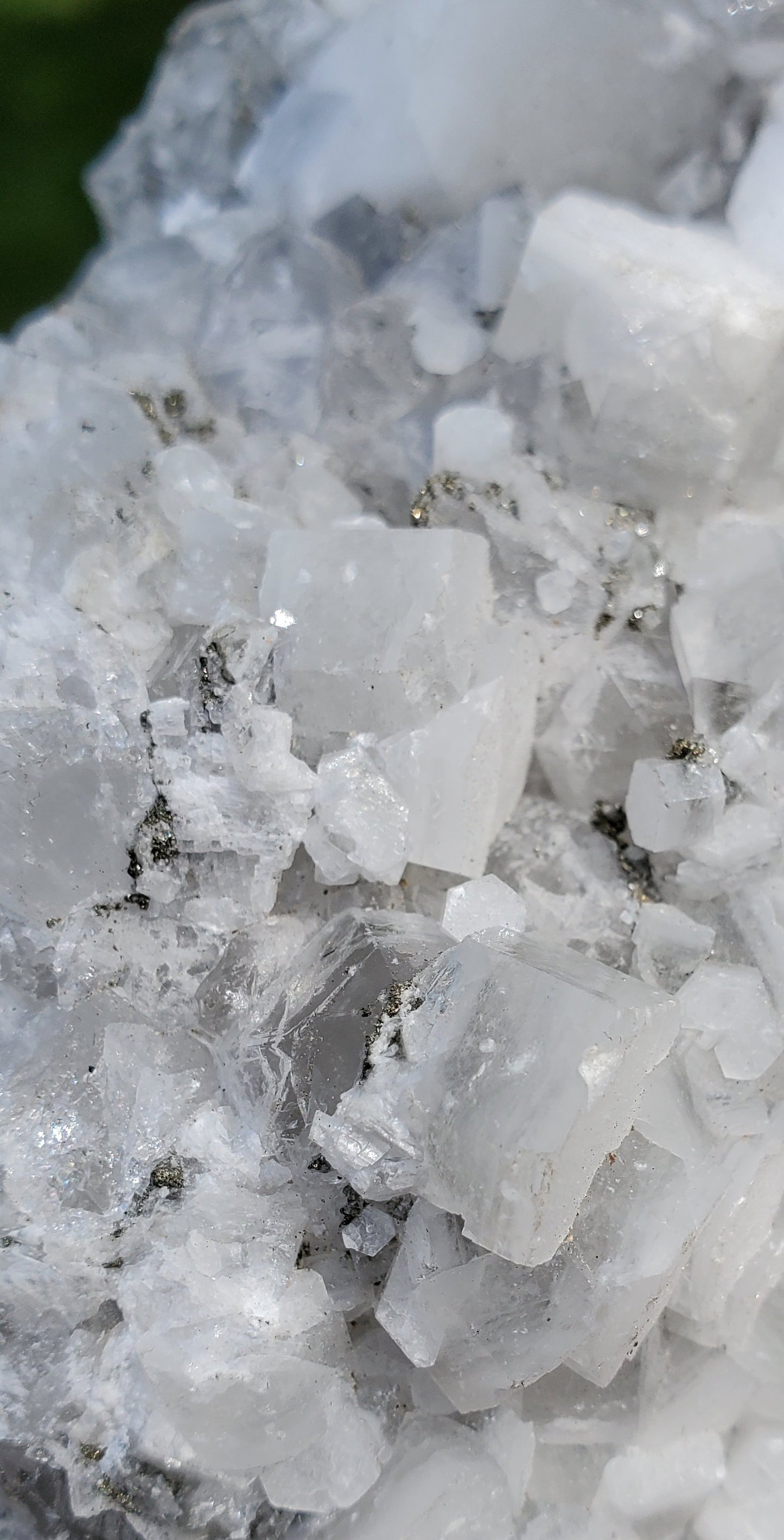 Massive White Calcite and Pyrite Cluster