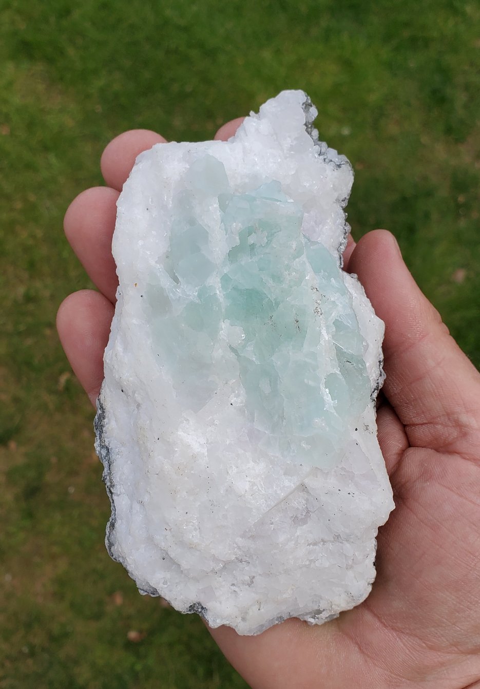Large White Calcite with Pyrite and Fluorite Cluster