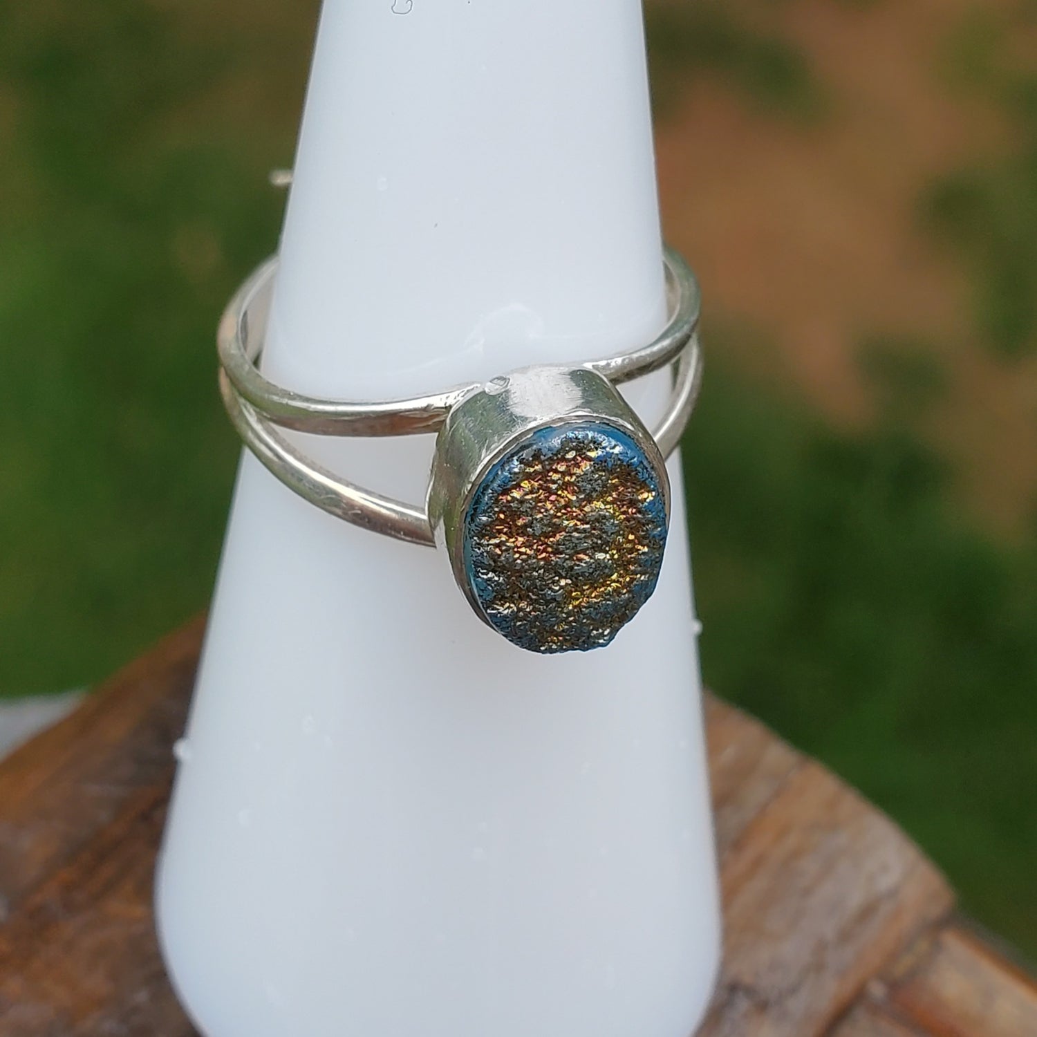 Titanium Druzy Aura Sterling Ring | Size 6 - The Meteorite Traders