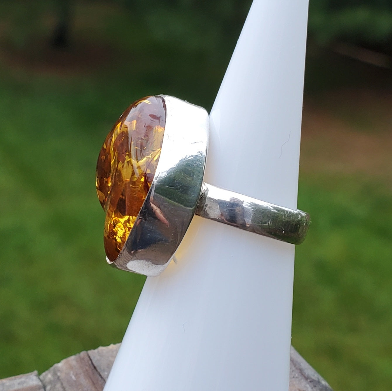 Large Stone Baltic Amber Ring | Size 6