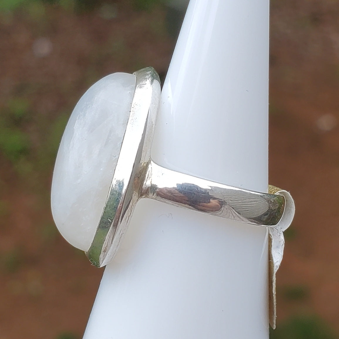 Rainbow Moonstone Sterling Ring Size 6.5