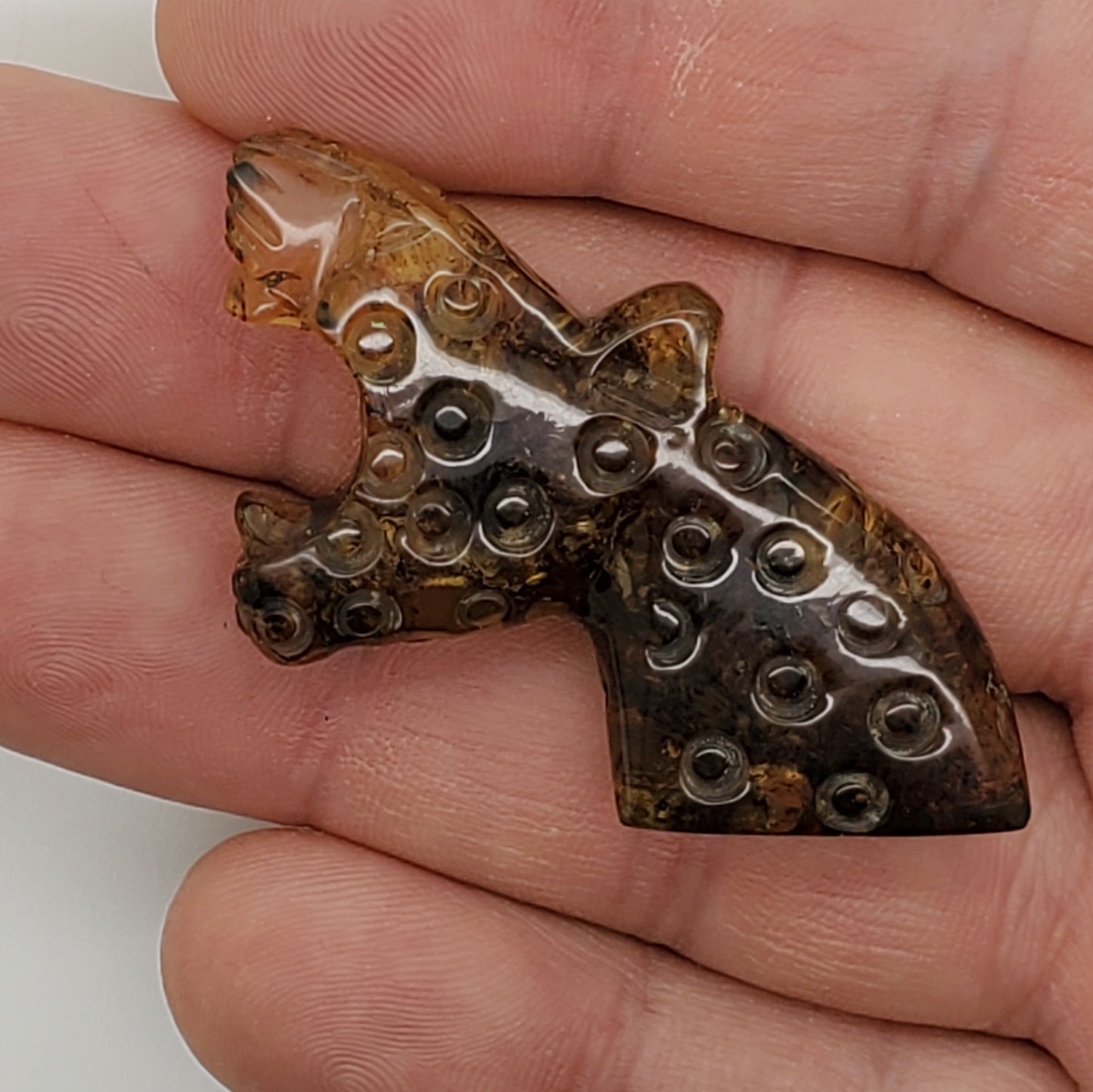 Jaguar Talisman Amber Carving