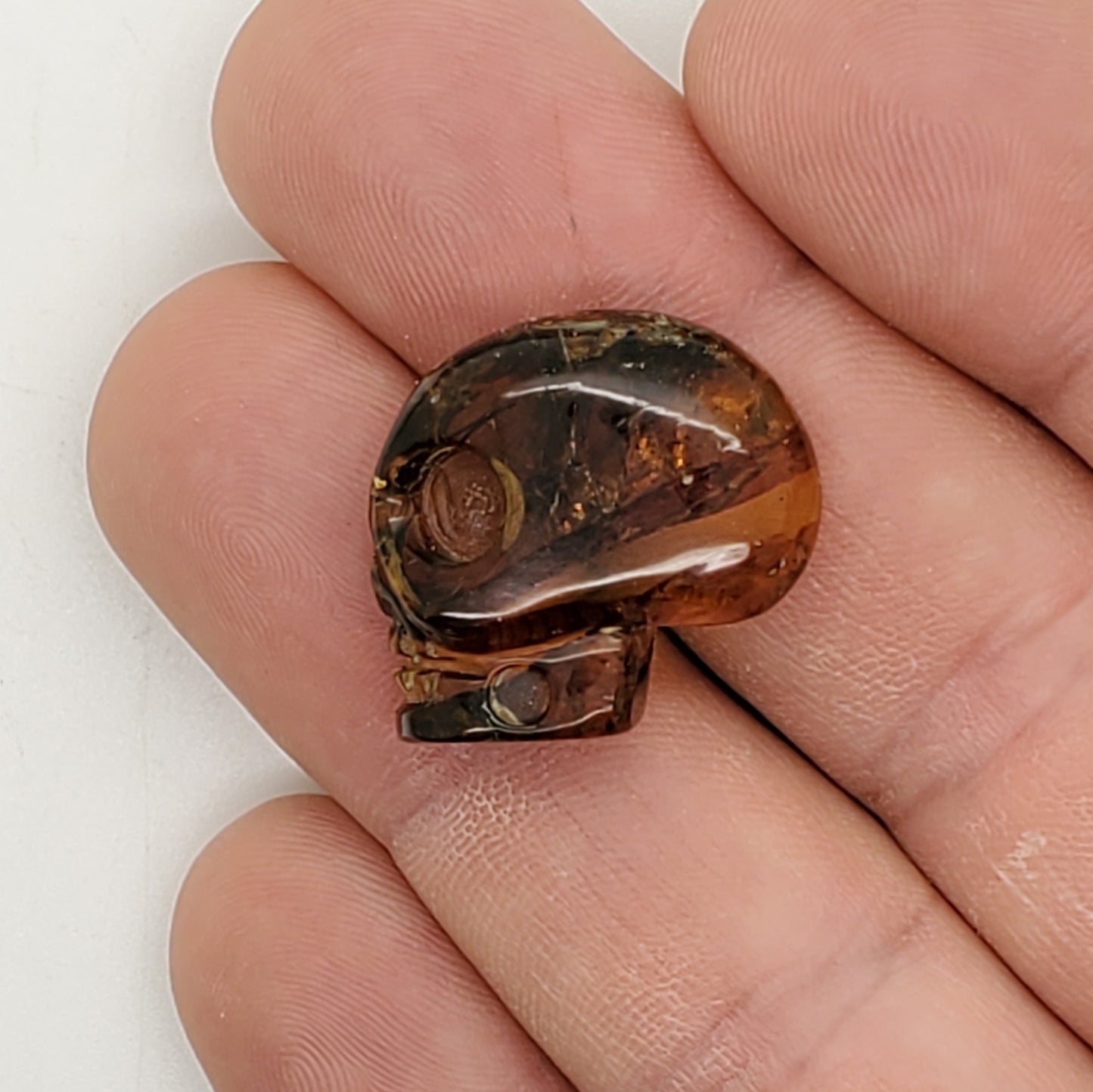 Skull Amber Carving Profile Cabochon