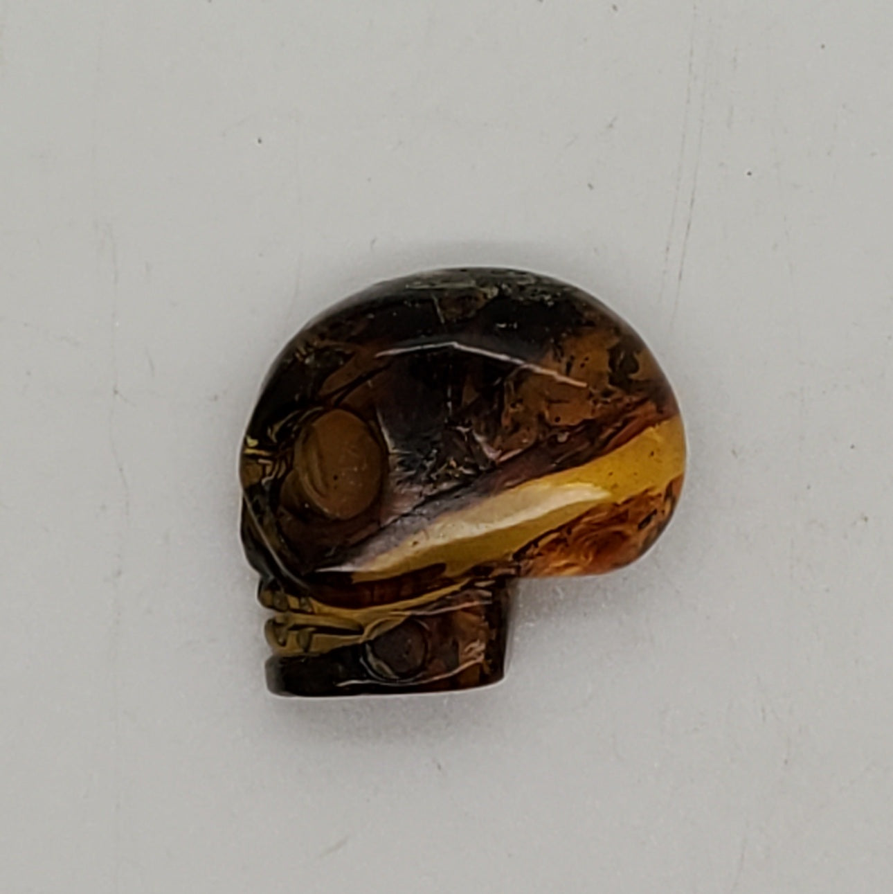 Skull Amber Carving Profile Cabochon