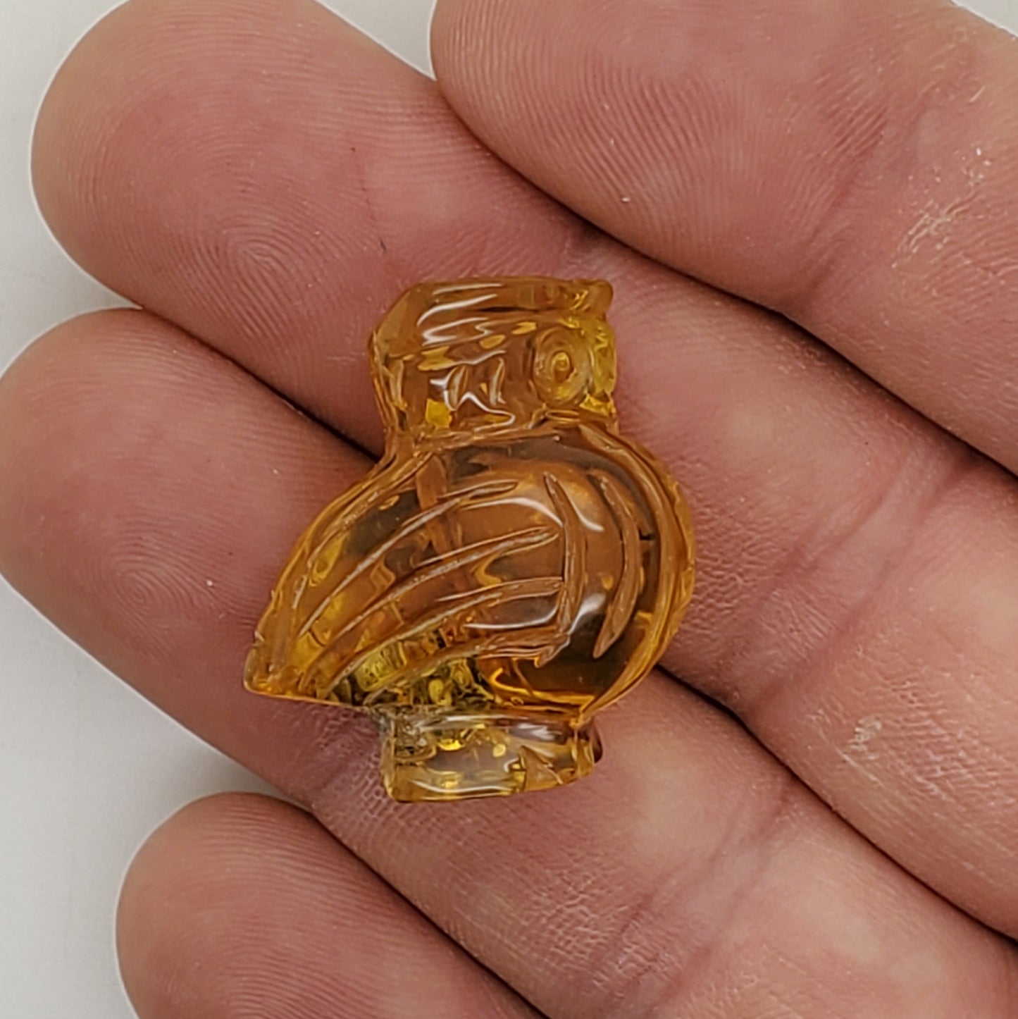 Owl Amber Talisman Carving