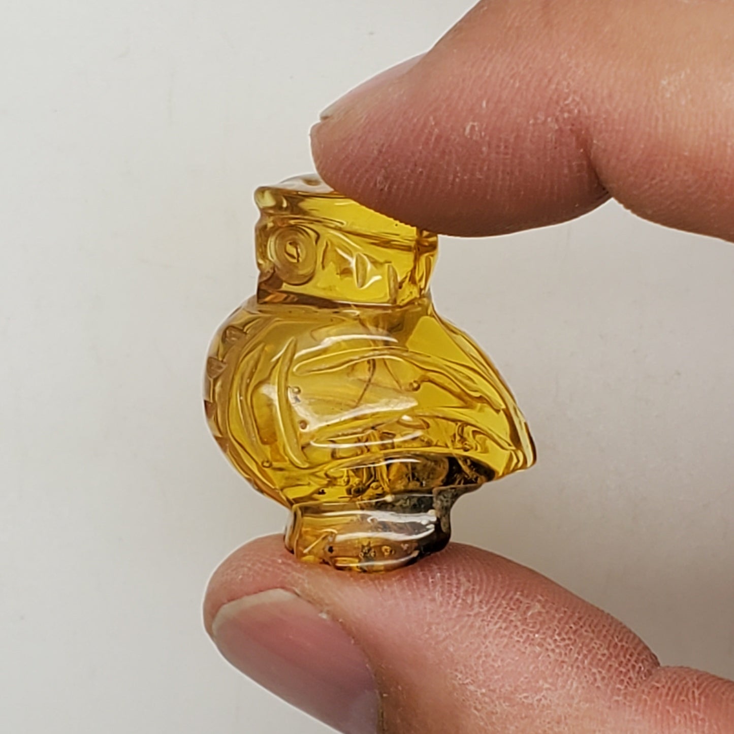 Owl Amber Talisman Carving