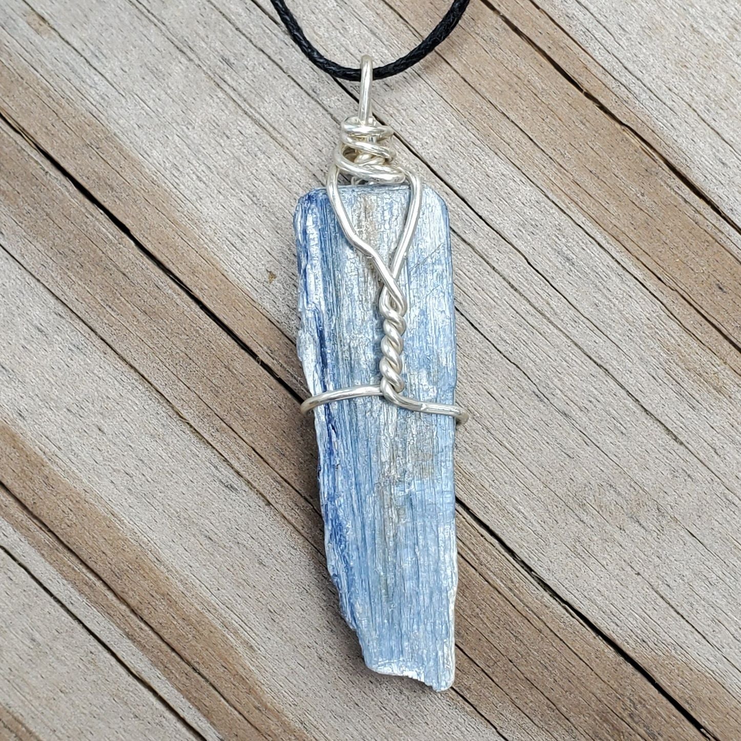 Blue Kyanite Wire Wrap Pendant3
