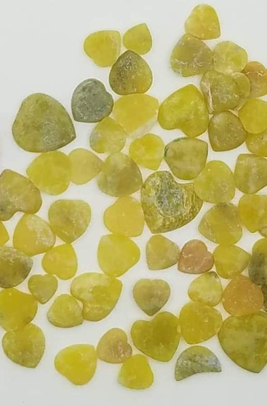 Mini Heart Shape Olive Jade Cabochons 10 pieces