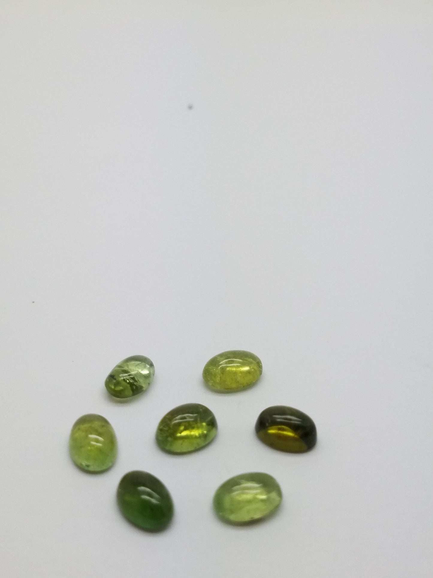 Green Tourmaline Oval Cabochons 7Pc Lot