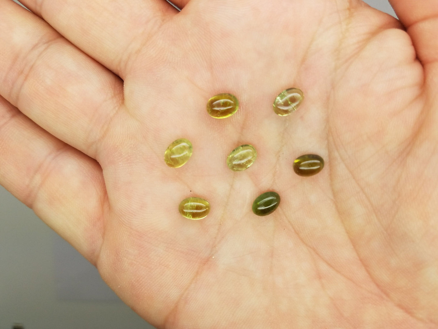 Green Tourmaline Oval Cabochons 7Pc Lot