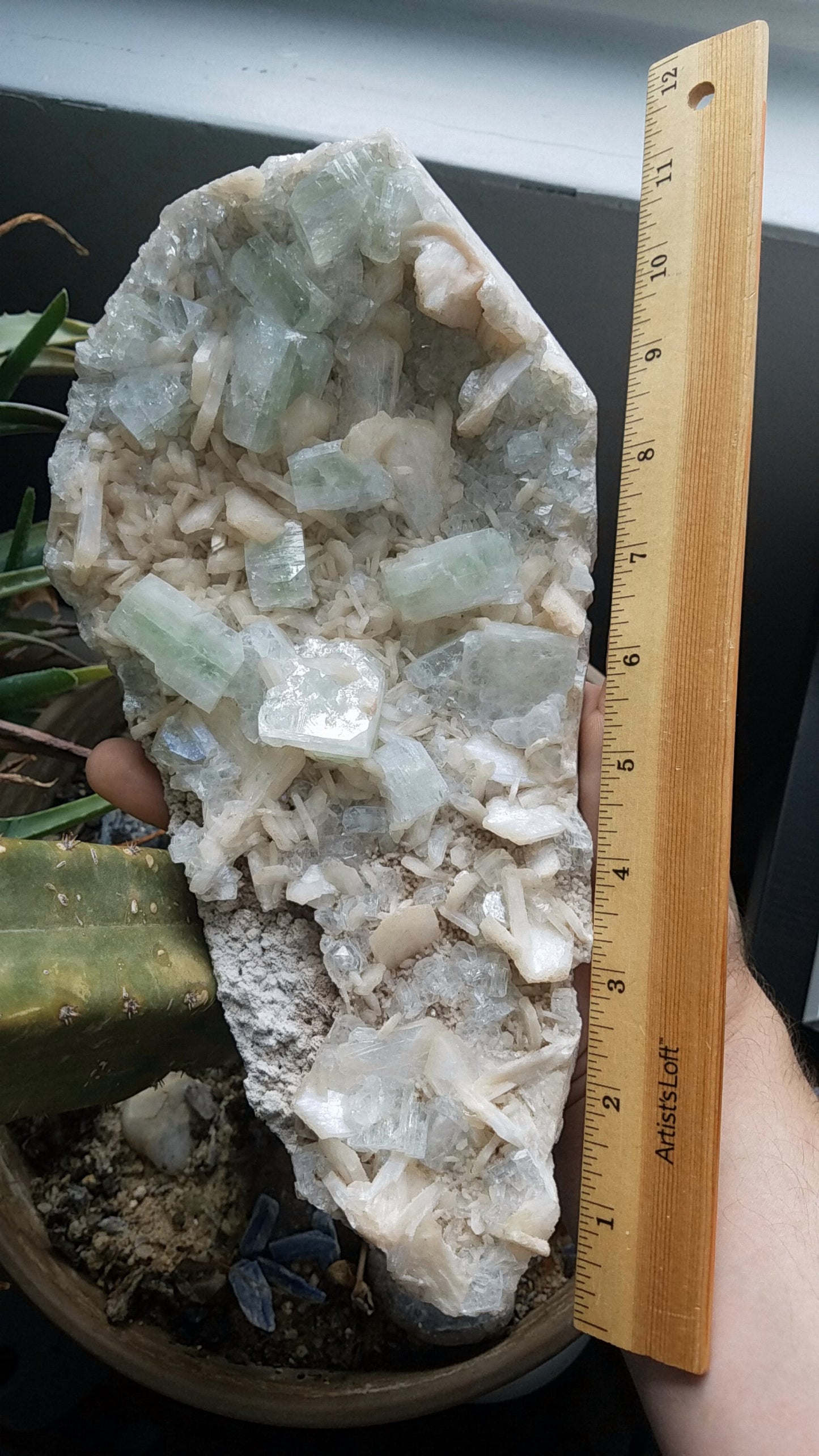 Green Apophyllite with Heulandite- Geode Cluster