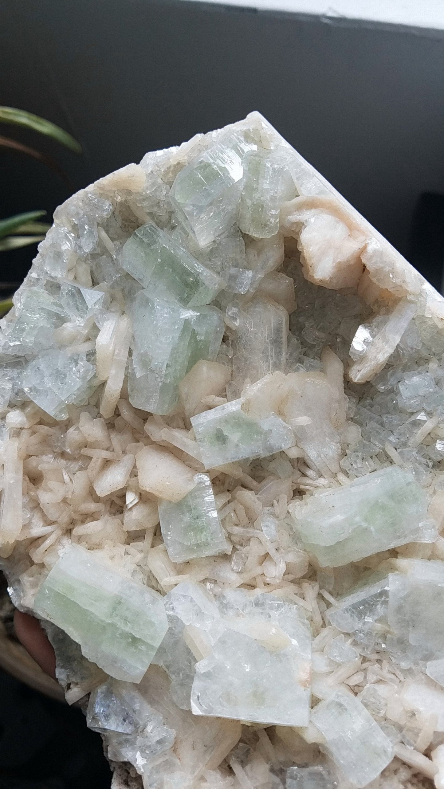 Green Apophyllite with Heulandite- Geode Cluster