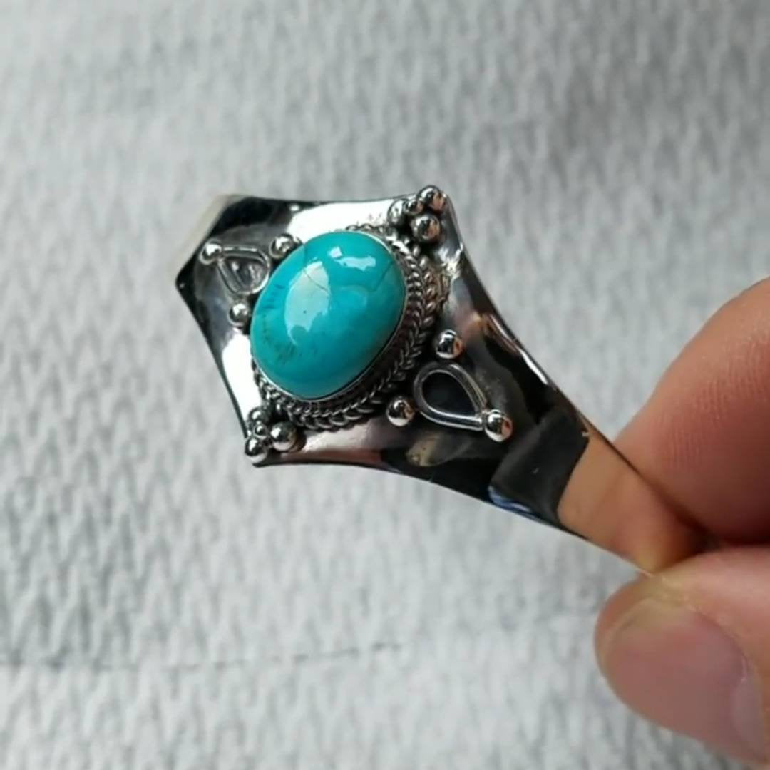 Blue Turquoise & Sterling Cuff