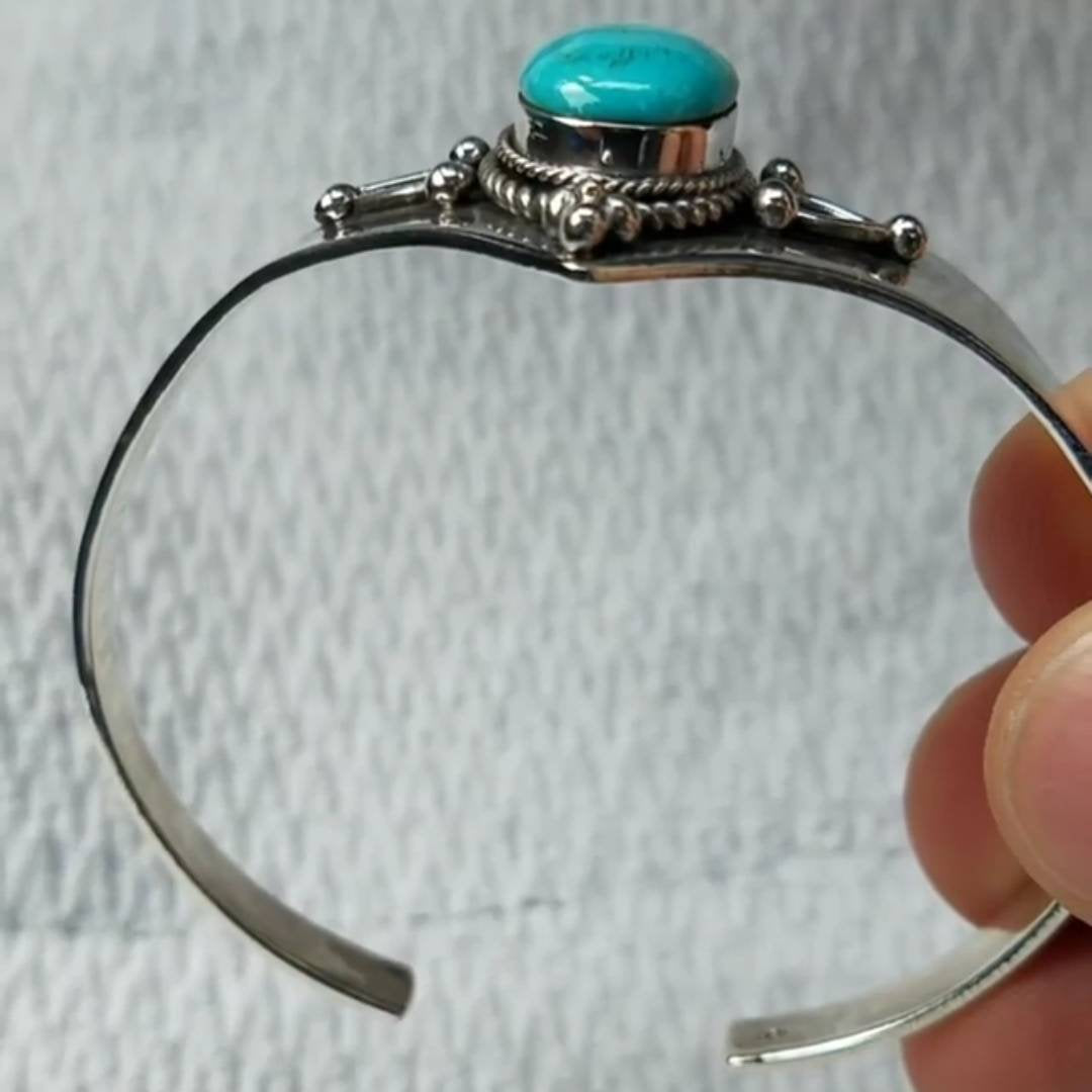Blue Turquoise & Sterling Cuff