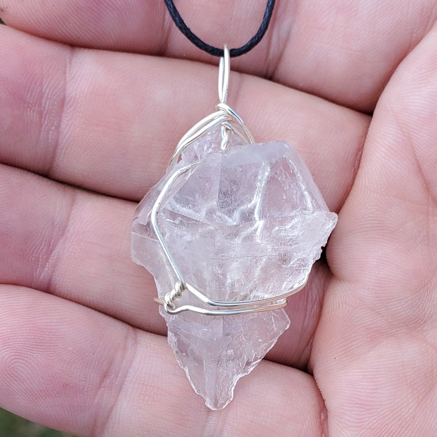 Natural Clear Quartz Point Wire Wrapped Gemstone Pendant
