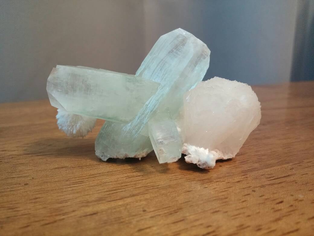 Fine Green Apophyllite with Stilbite and Scolecite Specimen