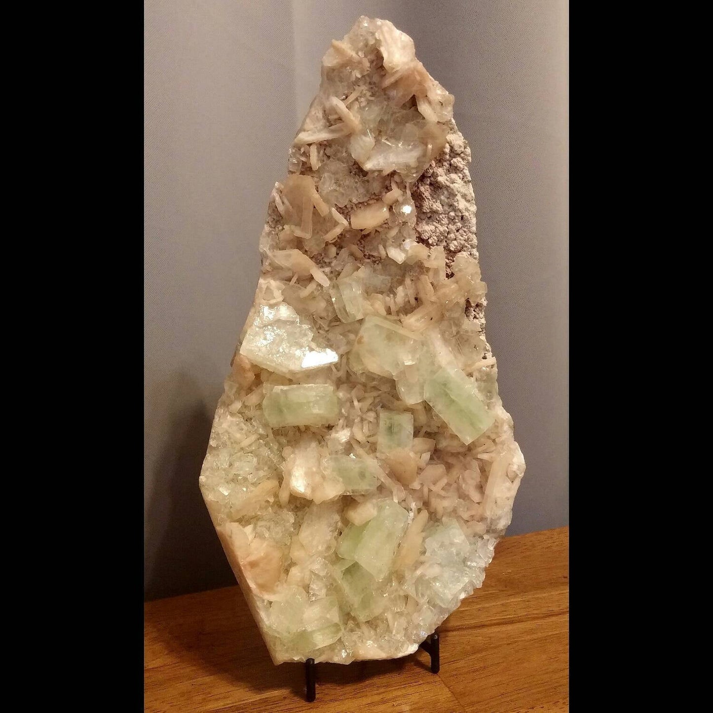 Green Apophyllite with Heulandite- Geode Cluster