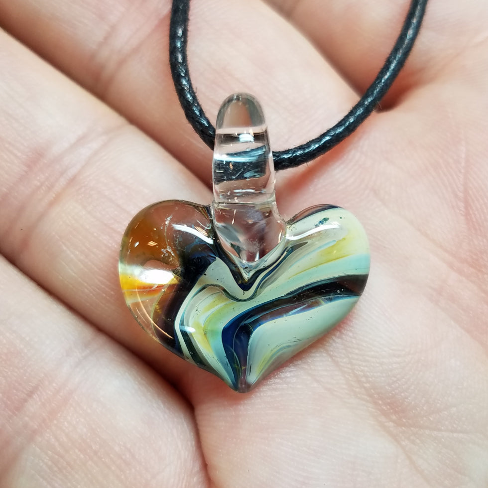 Lily Heart Glass Pendant Clearance - The Meteorite Traders