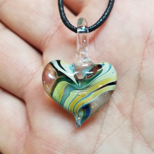 Lily Heart Glass Pendant Clearance - The Meteorite Traders