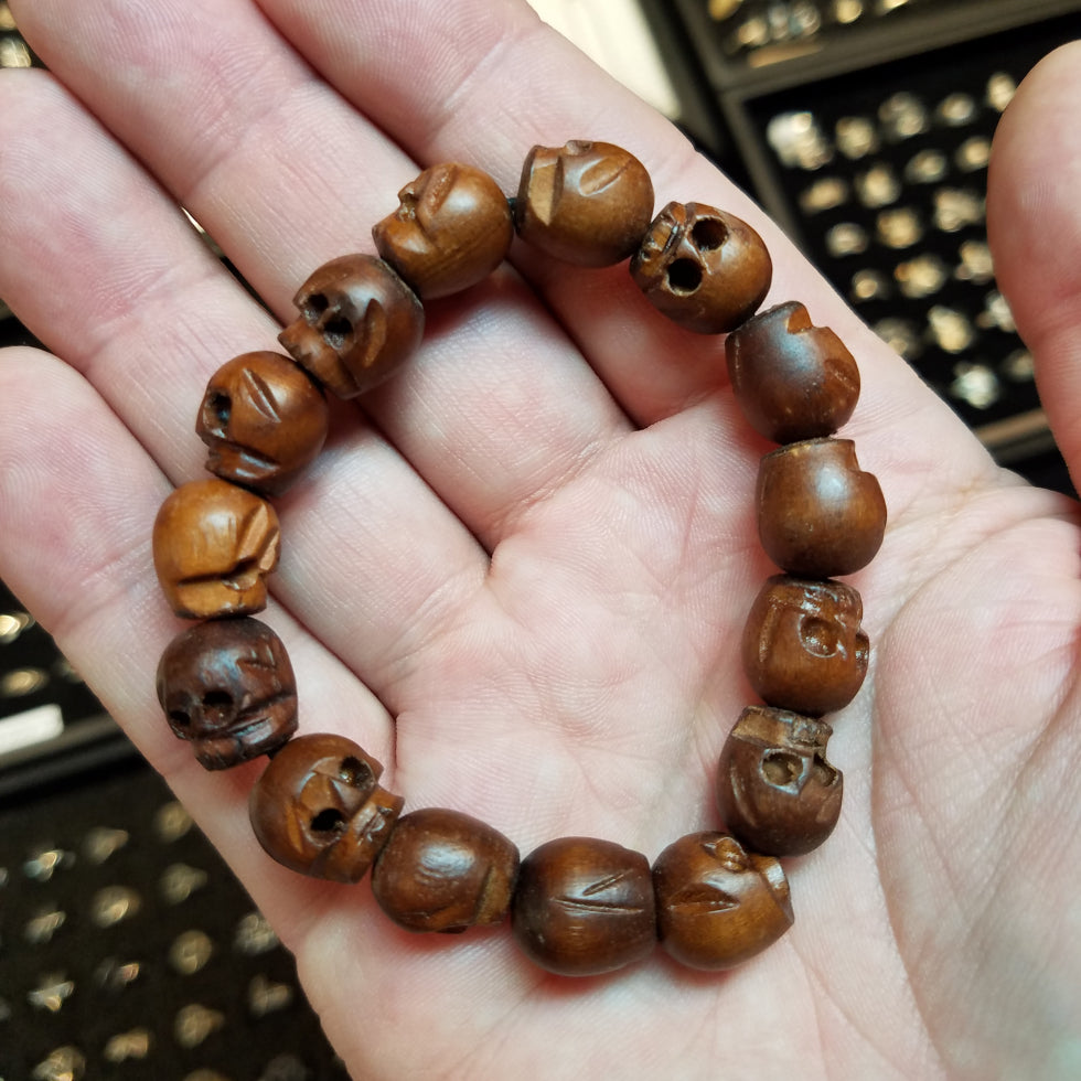 Wooden Skull Bead Bracelet - The Meteorite Traders