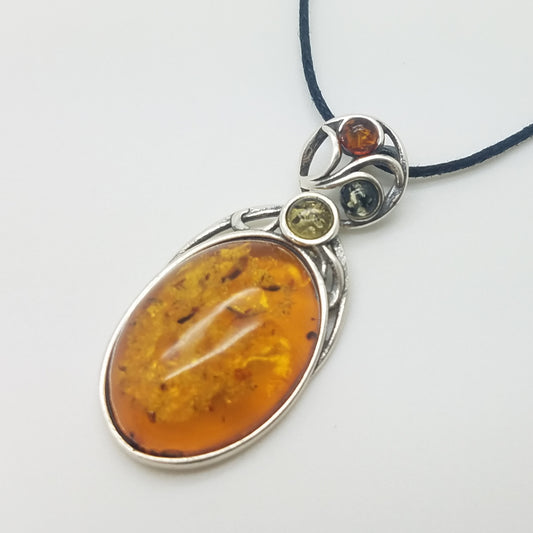 Multi-color Baltic Amber Pendant Slide