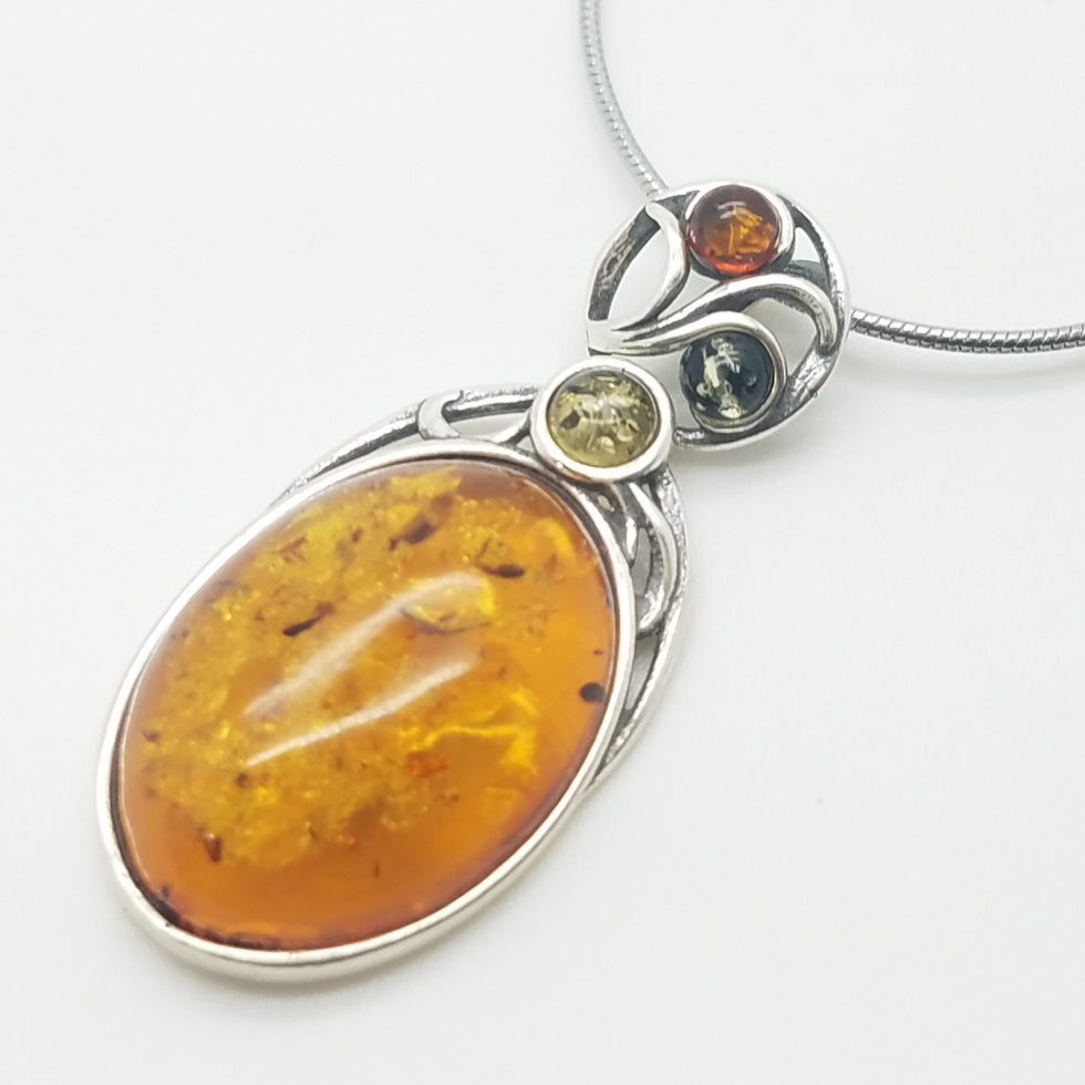 Baltic Amber Pendant Multi-color amber