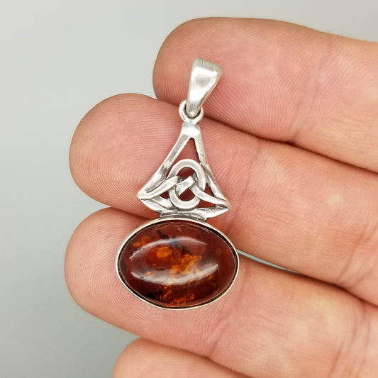 Baltic Amber Celtic Knot Pendant - The Meteorite Traders