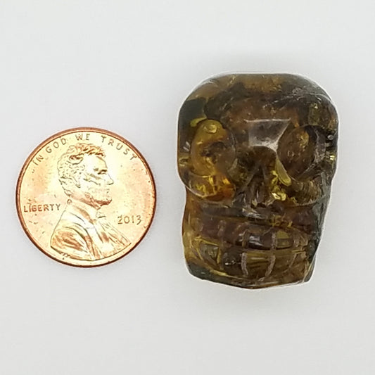 Skull Amber Carving - The Meteorite Traders