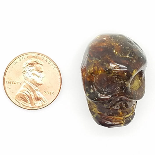 Skull Amber Carving - The Meteorite Traders