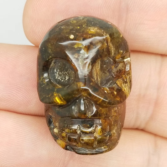 Skull Amber Carving - The Meteorite Traders