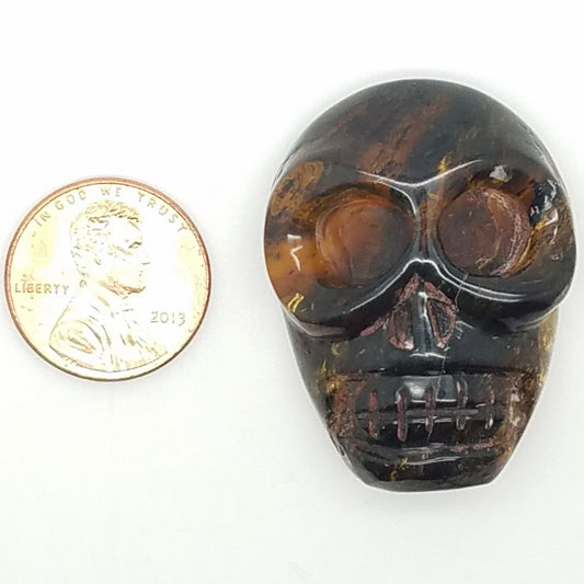 Large Skull Amber Carving Cabochon - The Meteorite Traders
