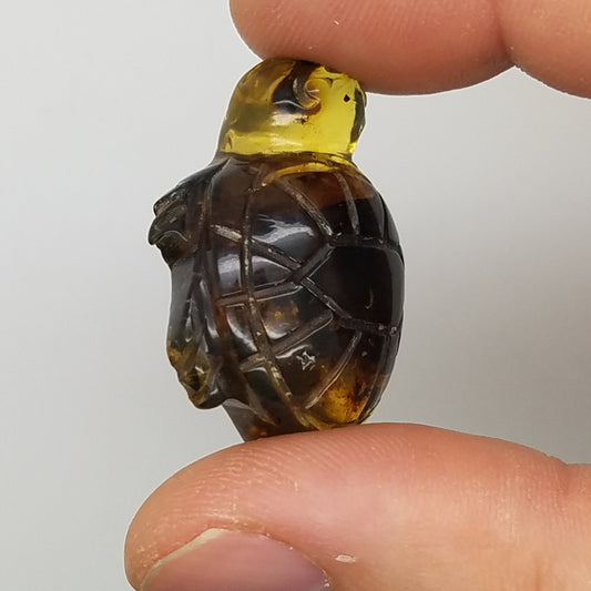Carved Turtle in Amber - The Meteorite Traders