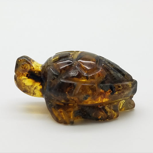 Carved Turtle in Amber - The Meteorite Traders