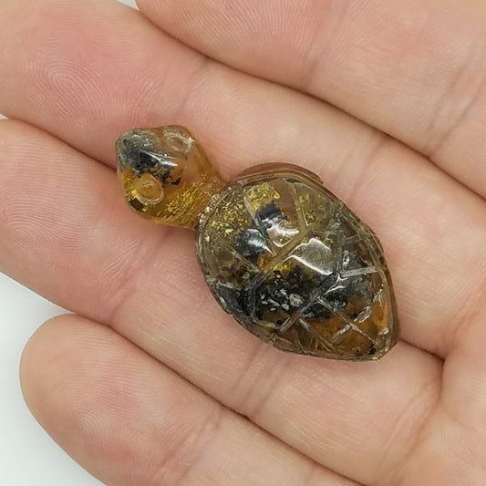 Carved Turtle in Amber - The Meteorite Traders